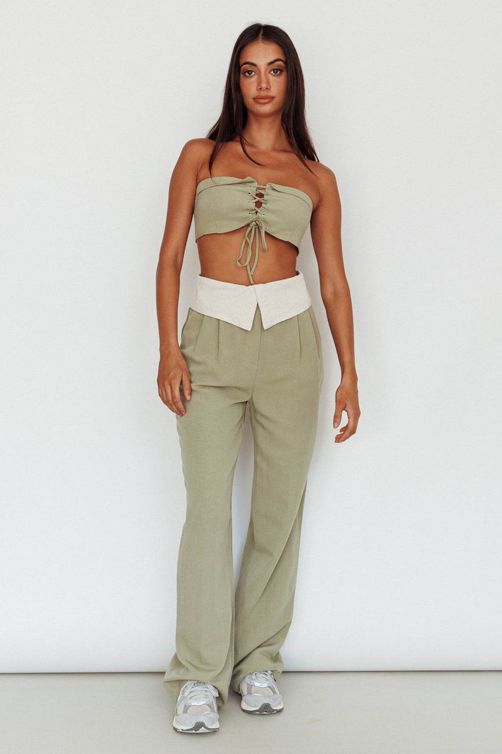 East Village Foldover Pants Sage by Selfie Leslie