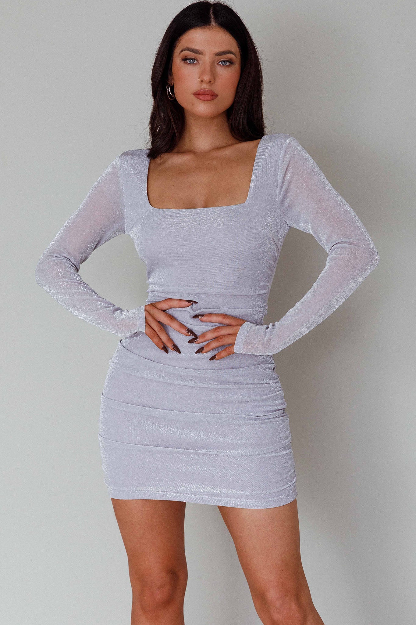 Wednesday Cowl Back Mini Dress Lilac by Selfie Leslie