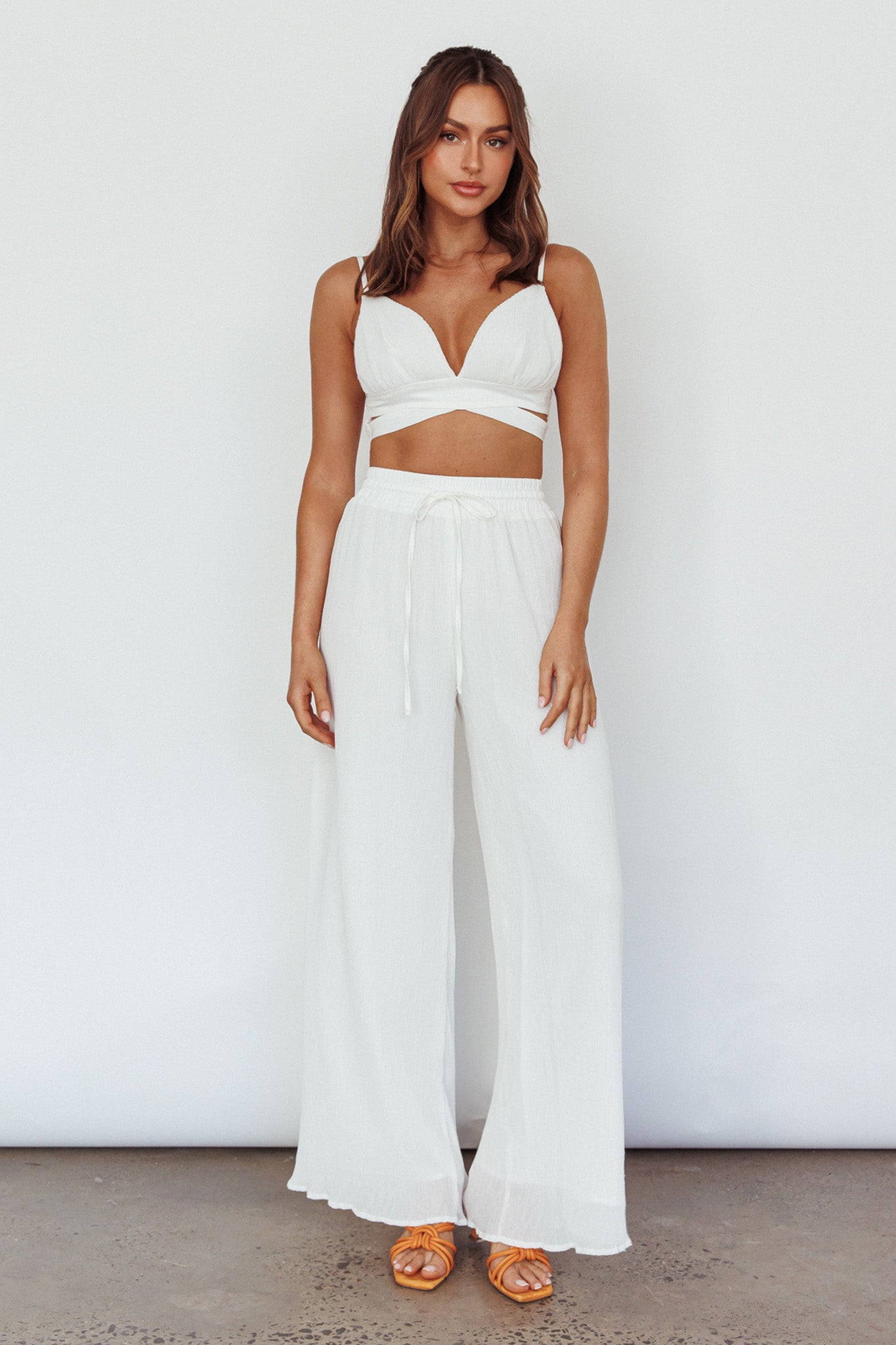 Cove Shirred Back Crop Top Ivory by Selfie Leslie