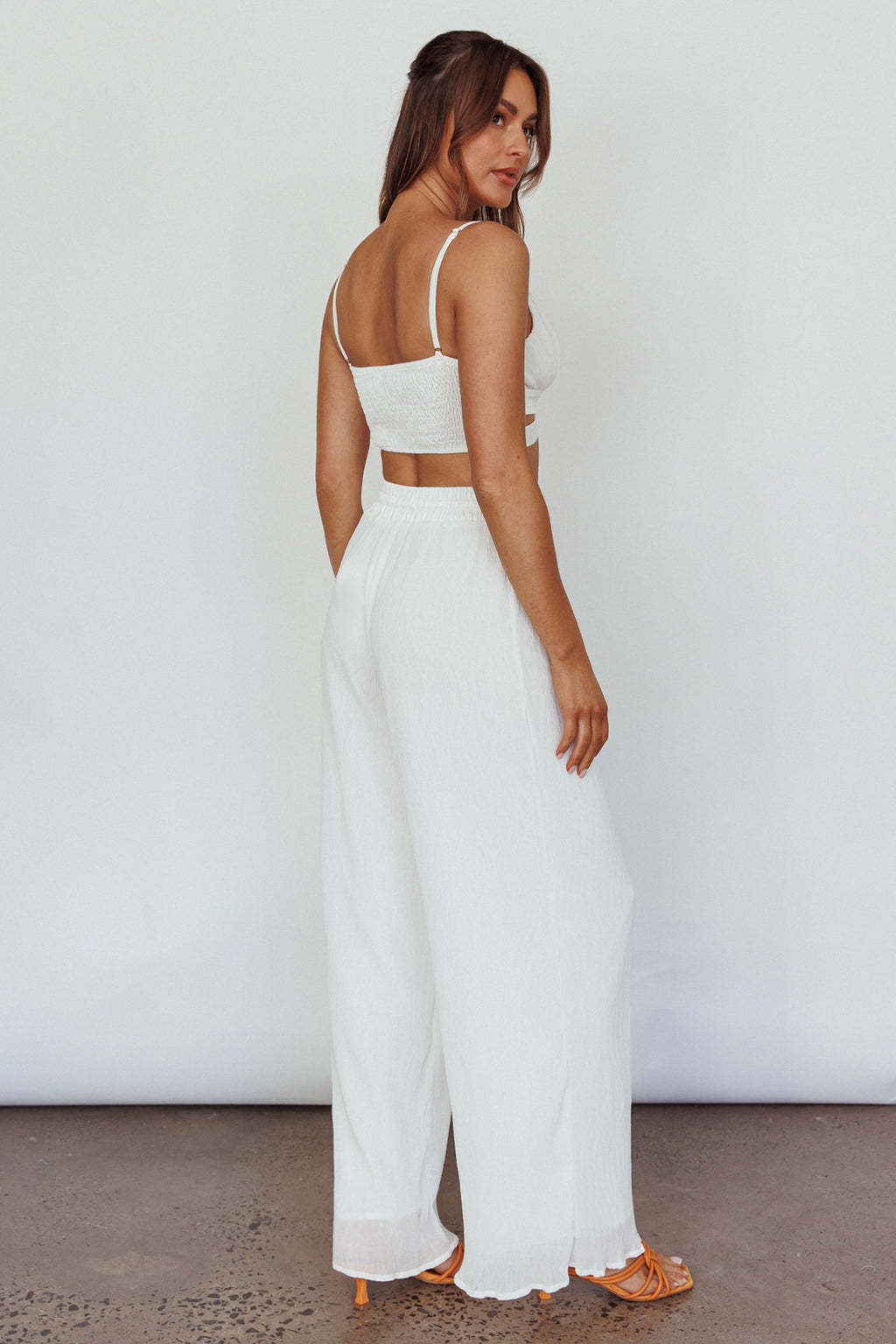 Cove Shirred Back Crop Top Ivory by Selfie Leslie