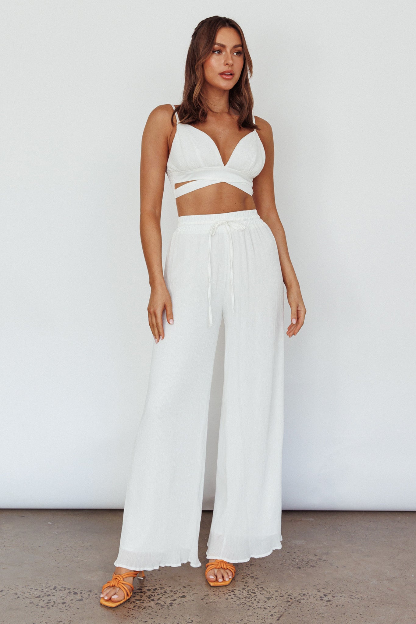 Cove Shirred Back Crop Top Ivory by Selfie Leslie