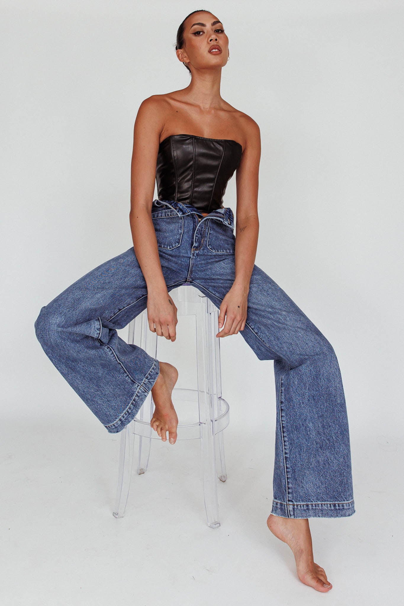 Rolla's Sailor Jean Janet Recycled Mid Vintage Blue by Selfie Leslie