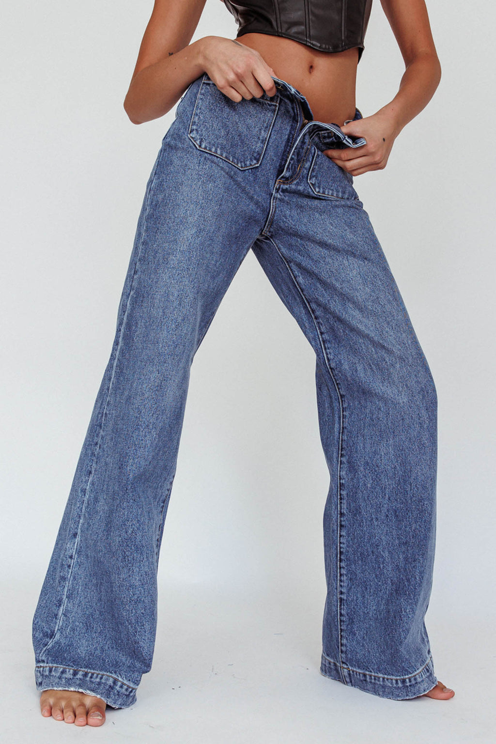 Rolla's Sailor Jean Long Janet Recycled Mid Vintage Blue by Selfie Leslie