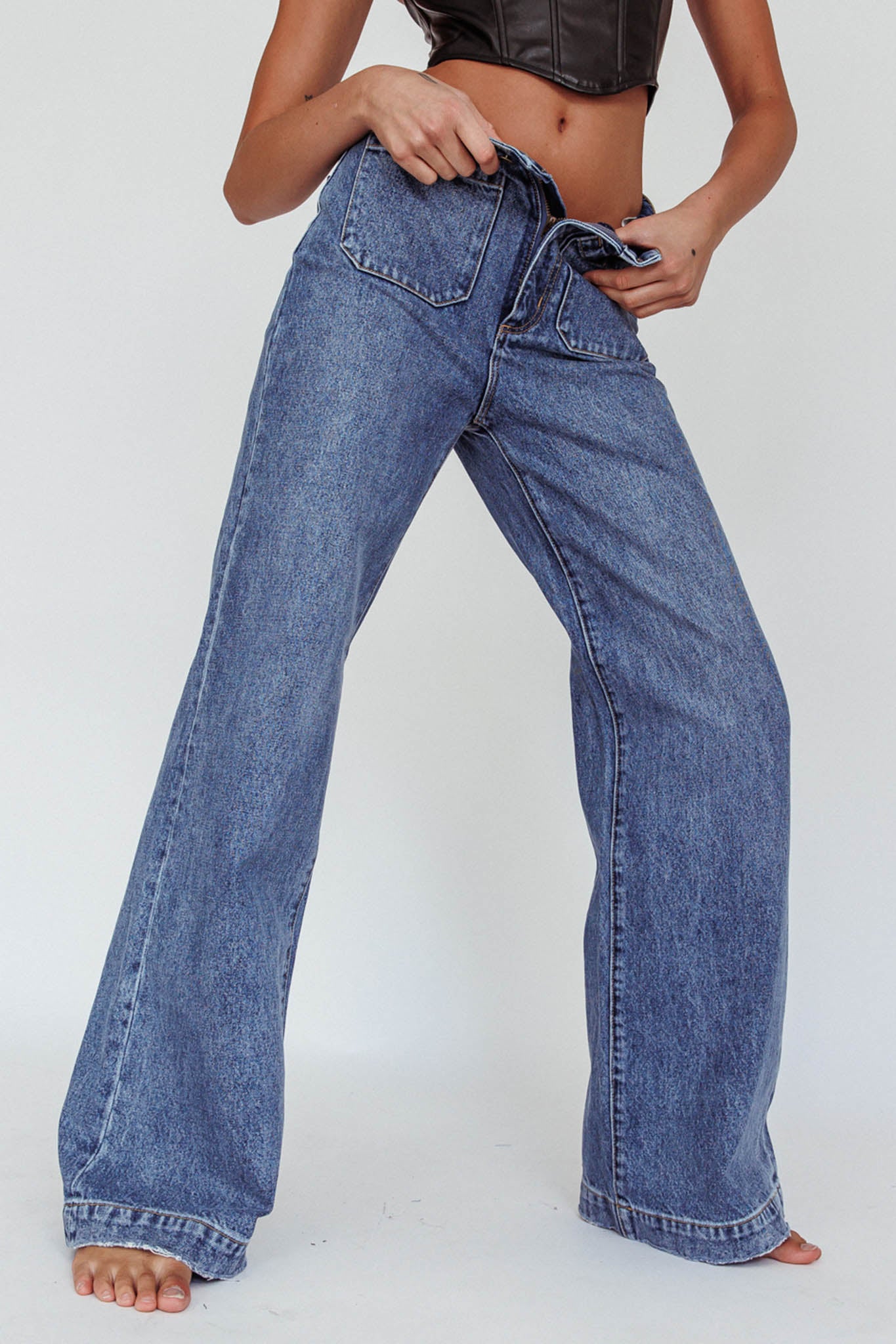 Rolla's Sailor Jean Long Janet Recycled Mid Vintage Blue by Selfie Leslie