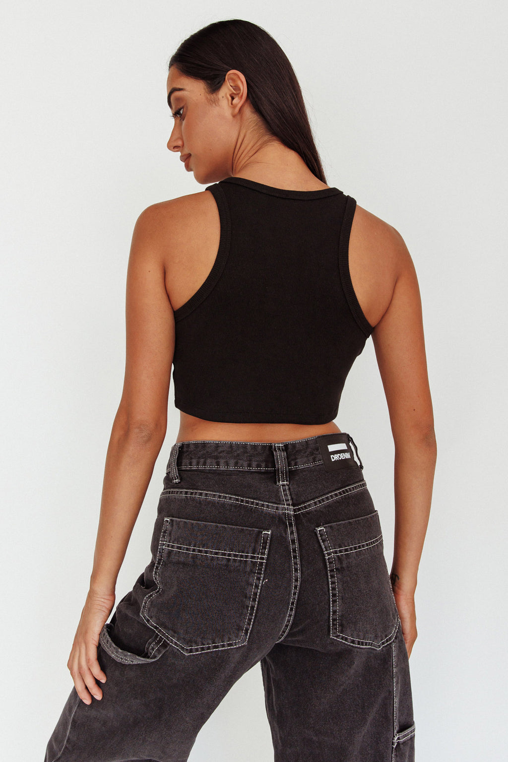 Bryn Racerback Crop Top Black by Selfie Leslie