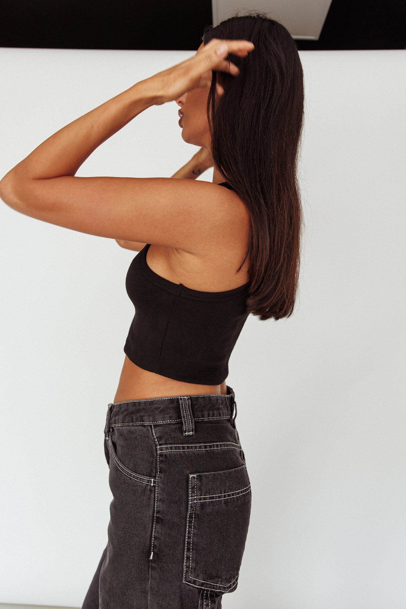 Bryn Racerback Crop Top Black by Selfie Leslie