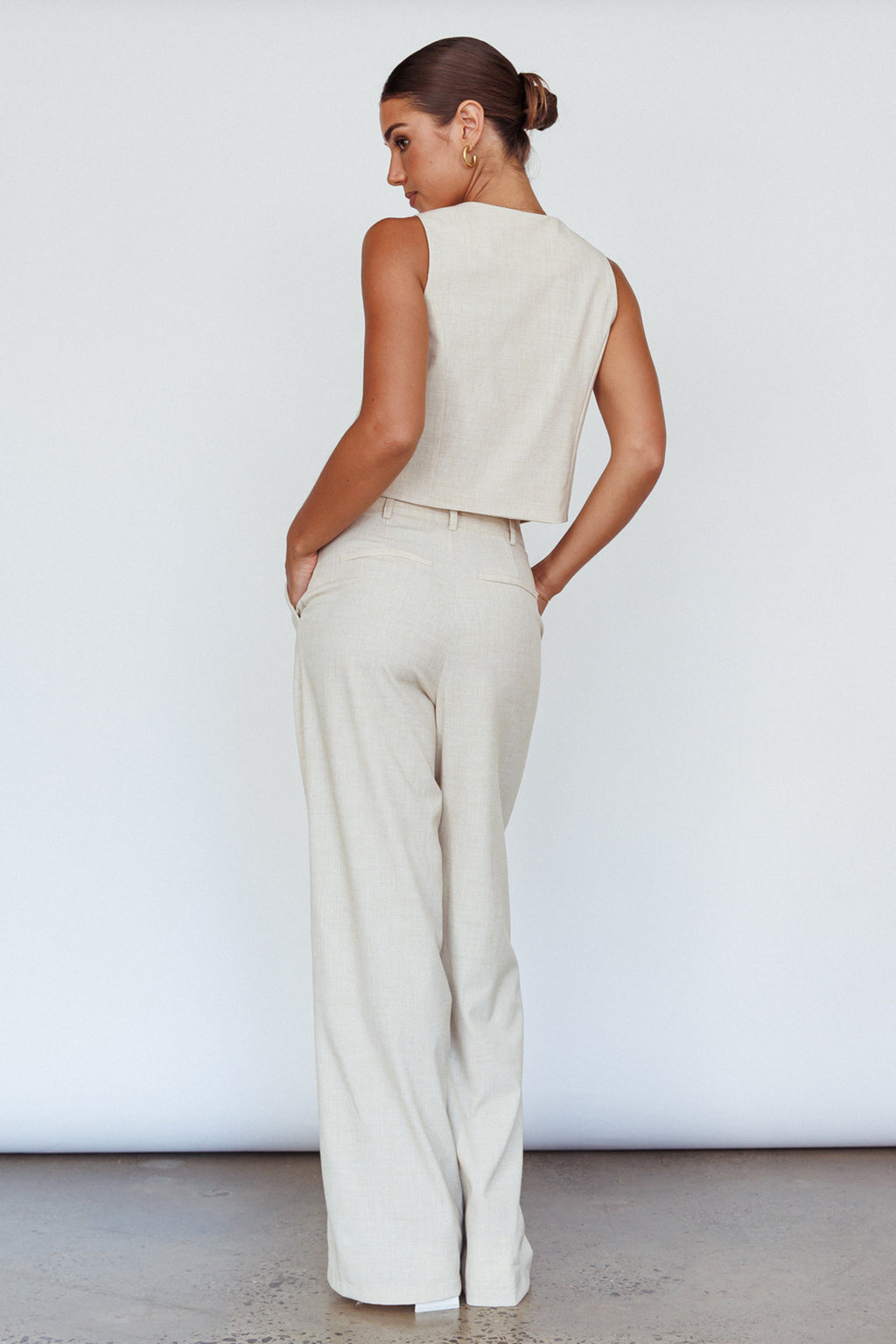 Times Square Buttoned Waistcoat Top Natural by Selfie Leslie