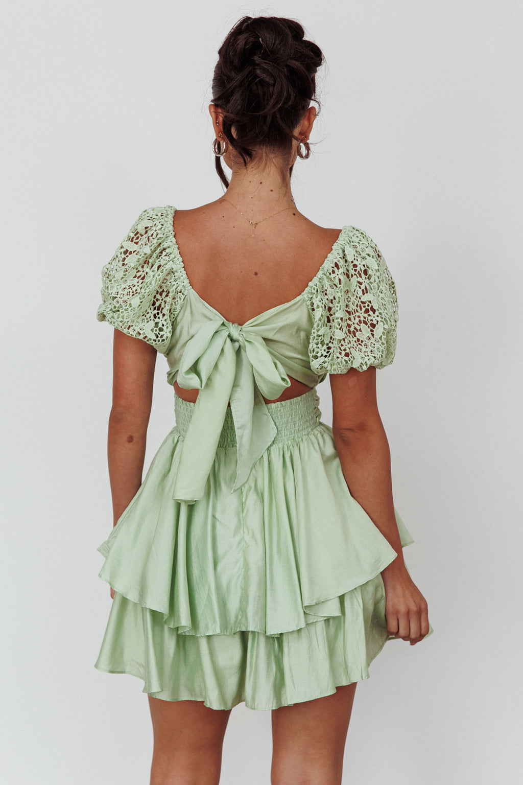 Hold My Halo Lace Sleeve Romper Sage by Selfie Leslie