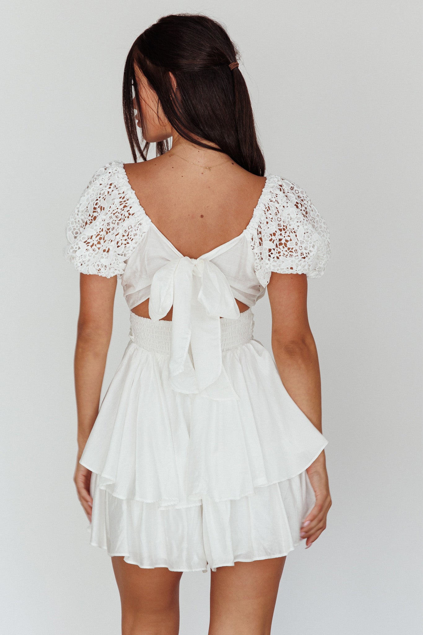 Hold My Halo Lace Sleeve Romper White by Selfie Leslie