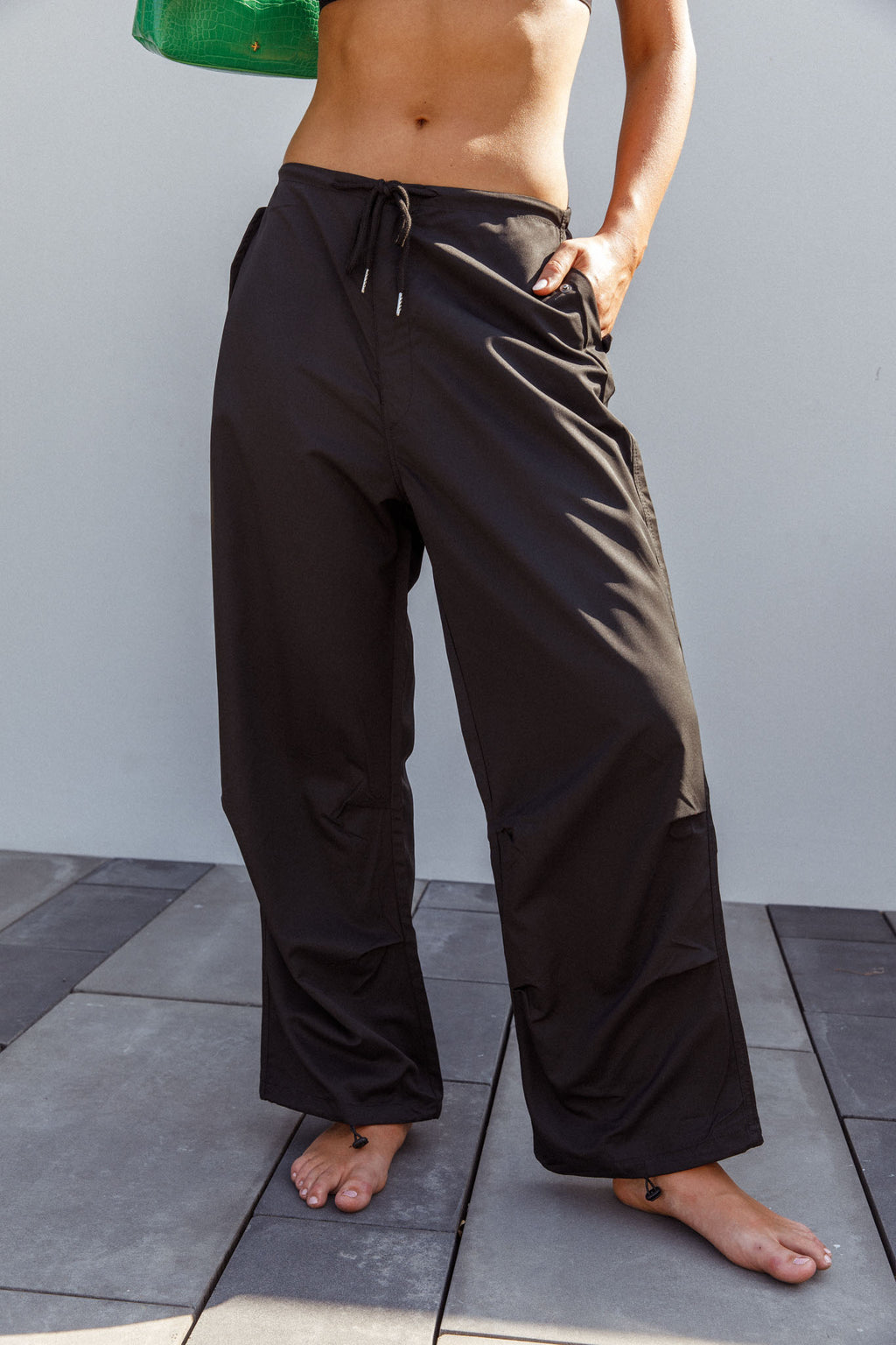 Starting Line Low Rise Wide Leg Pants Black by Selfie Leslie