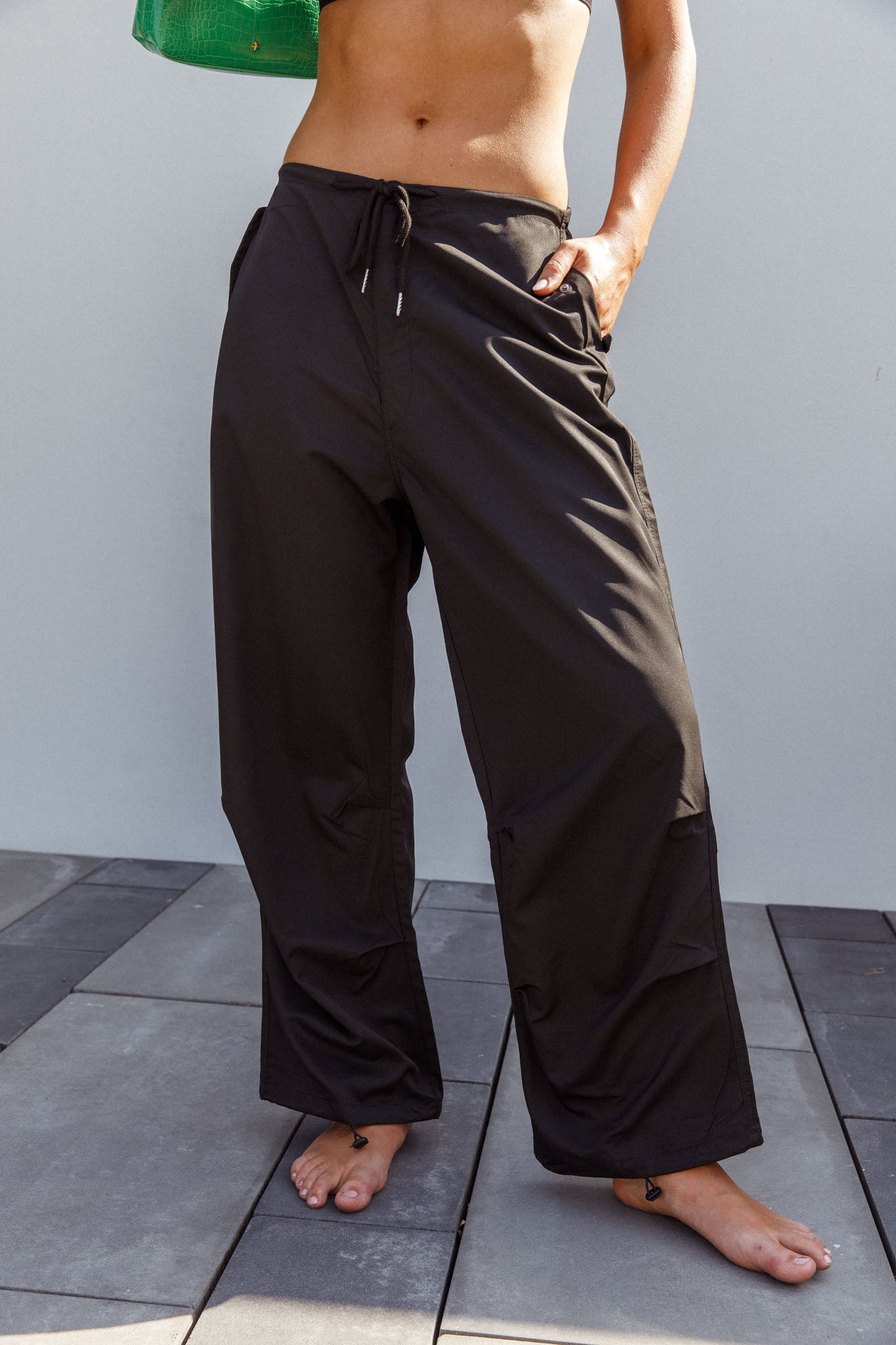 Starting Line Low Rise Wide Leg Pants Black by Selfie Leslie