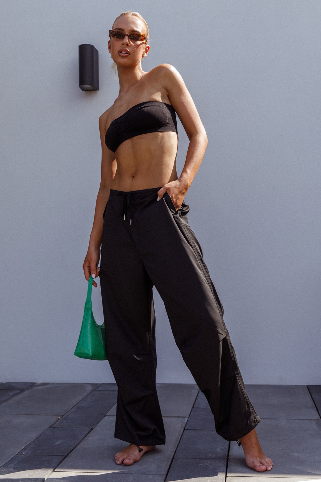 Starting Line Low Rise Wide Leg Pants Black by Selfie Leslie