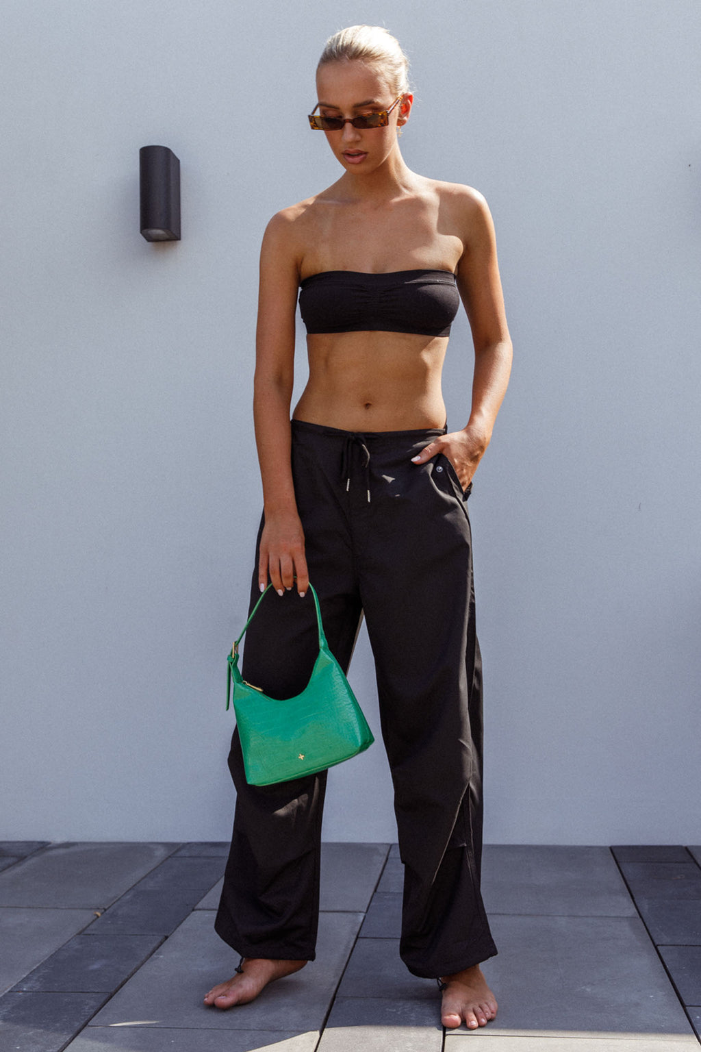 Starting Line Low Rise Wide Leg Pants Black by Selfie Leslie