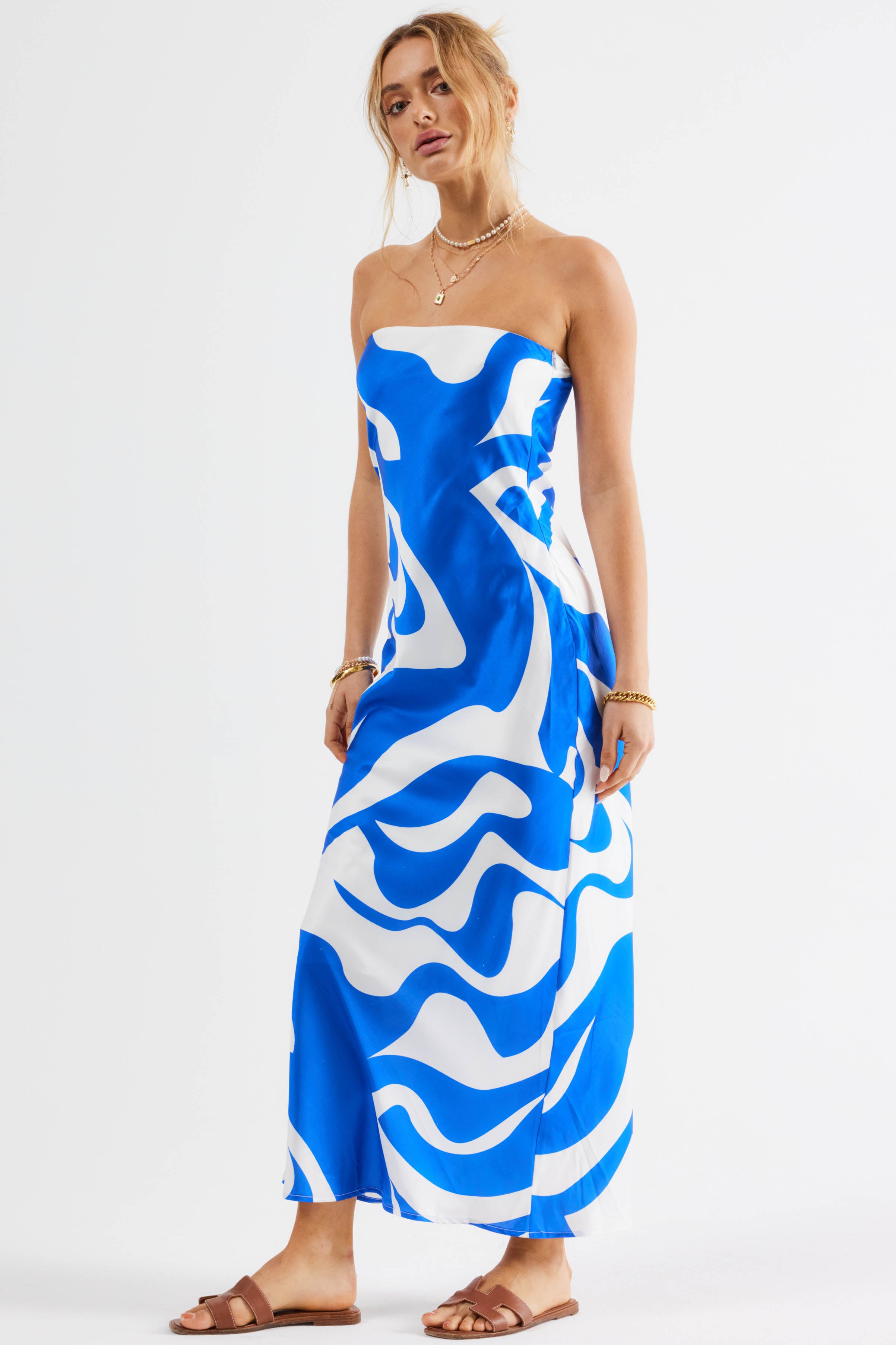 SNDYS Angel Midi Dress Swirl Blue by Selfie Leslie