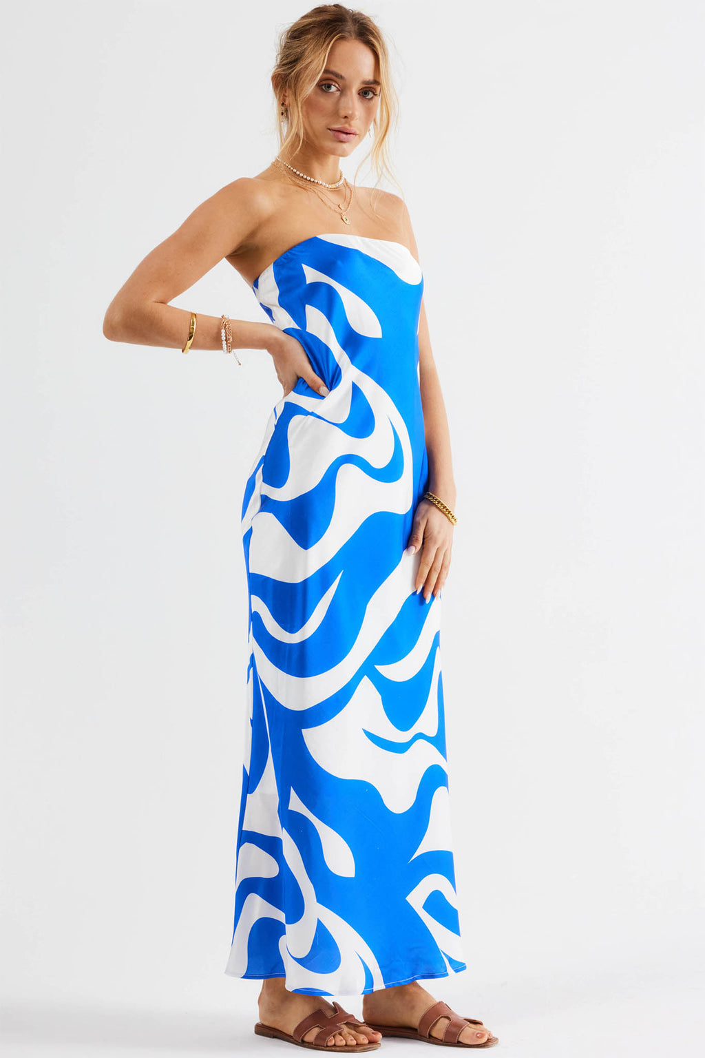 SNDYS Angel Midi Dress Swirl Blue by Selfie Leslie