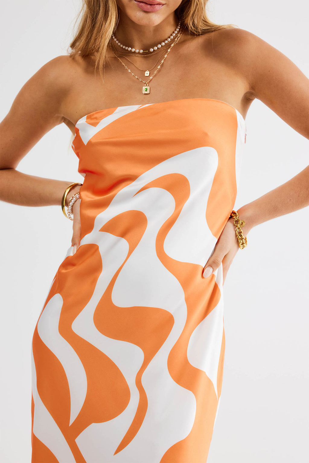 SNDYS Angel Midi Dress Swirl Orange by Selfie Leslie