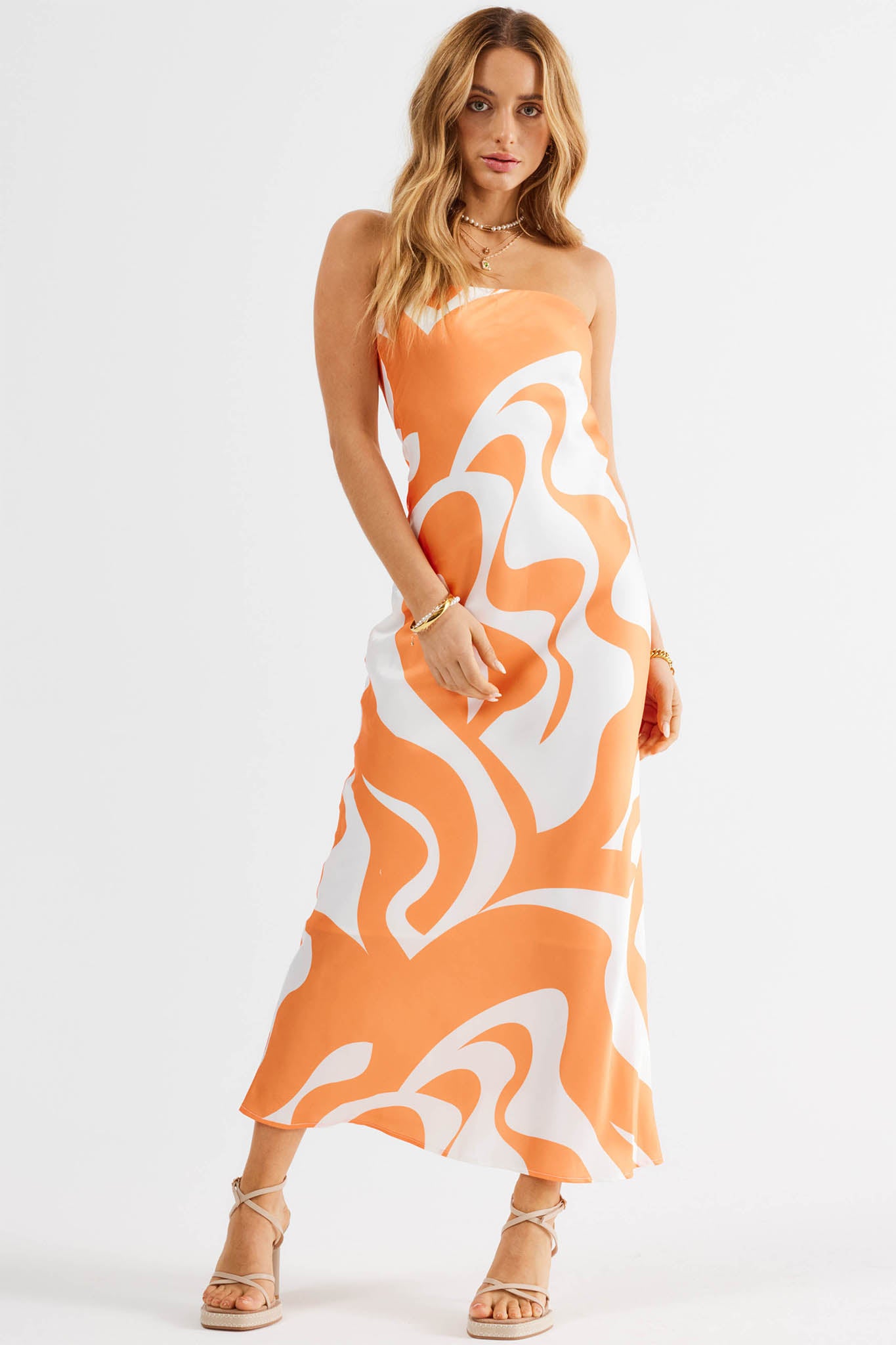 SNDYS Angel Midi Dress Swirl Orange by Selfie Leslie