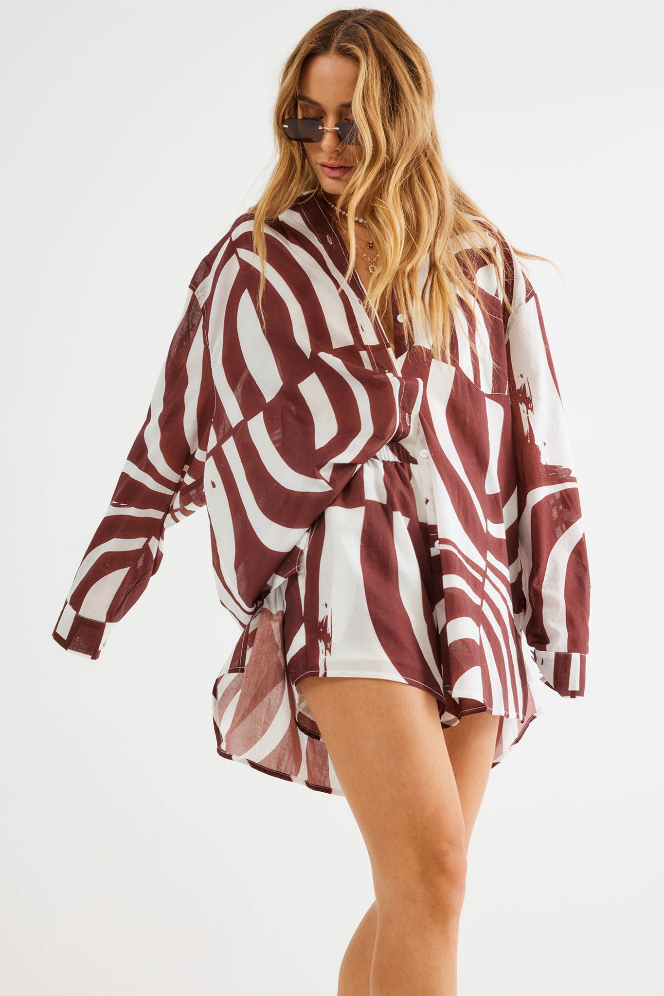 SNDYS Heather Shirt Swirl Brown by Selfie Leslie