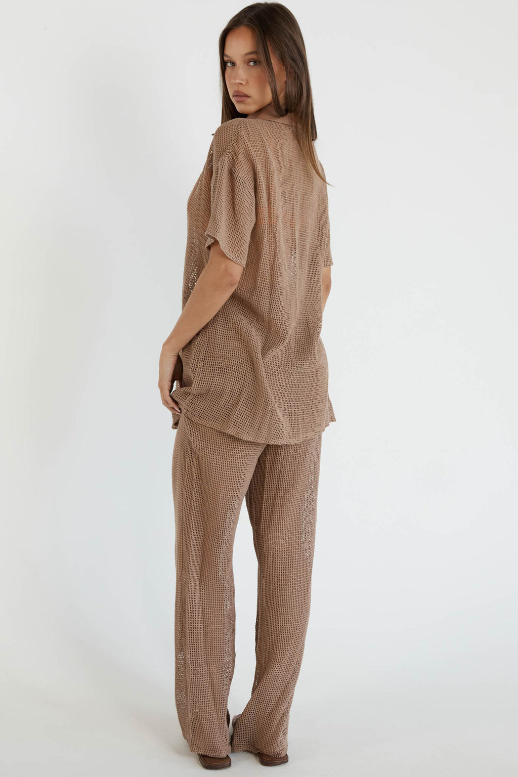 Tavia Long Knit Pants Mocha by Selfie Leslie