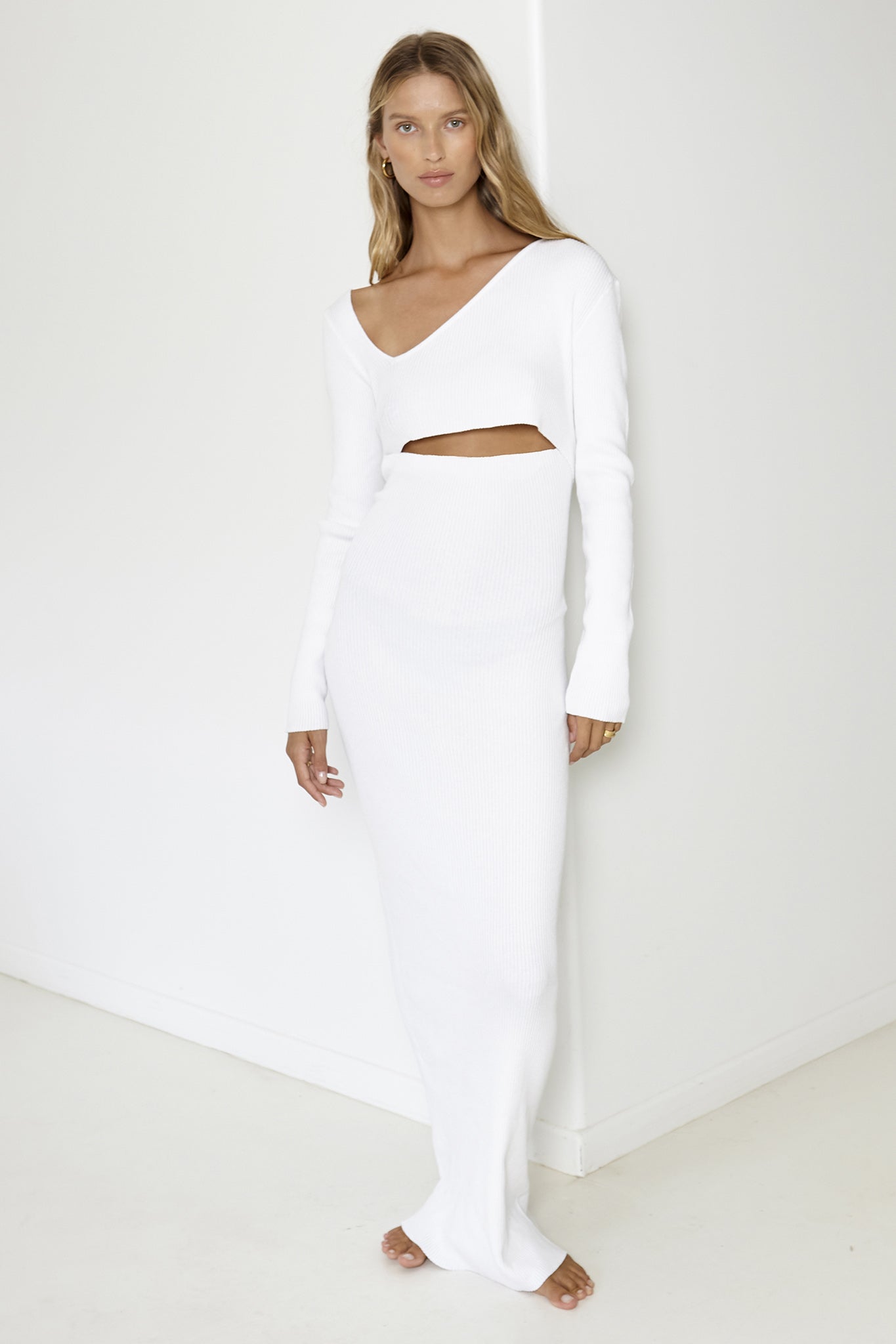 sndys long sleeve dress SNDYS Aurora Maxi Dress White