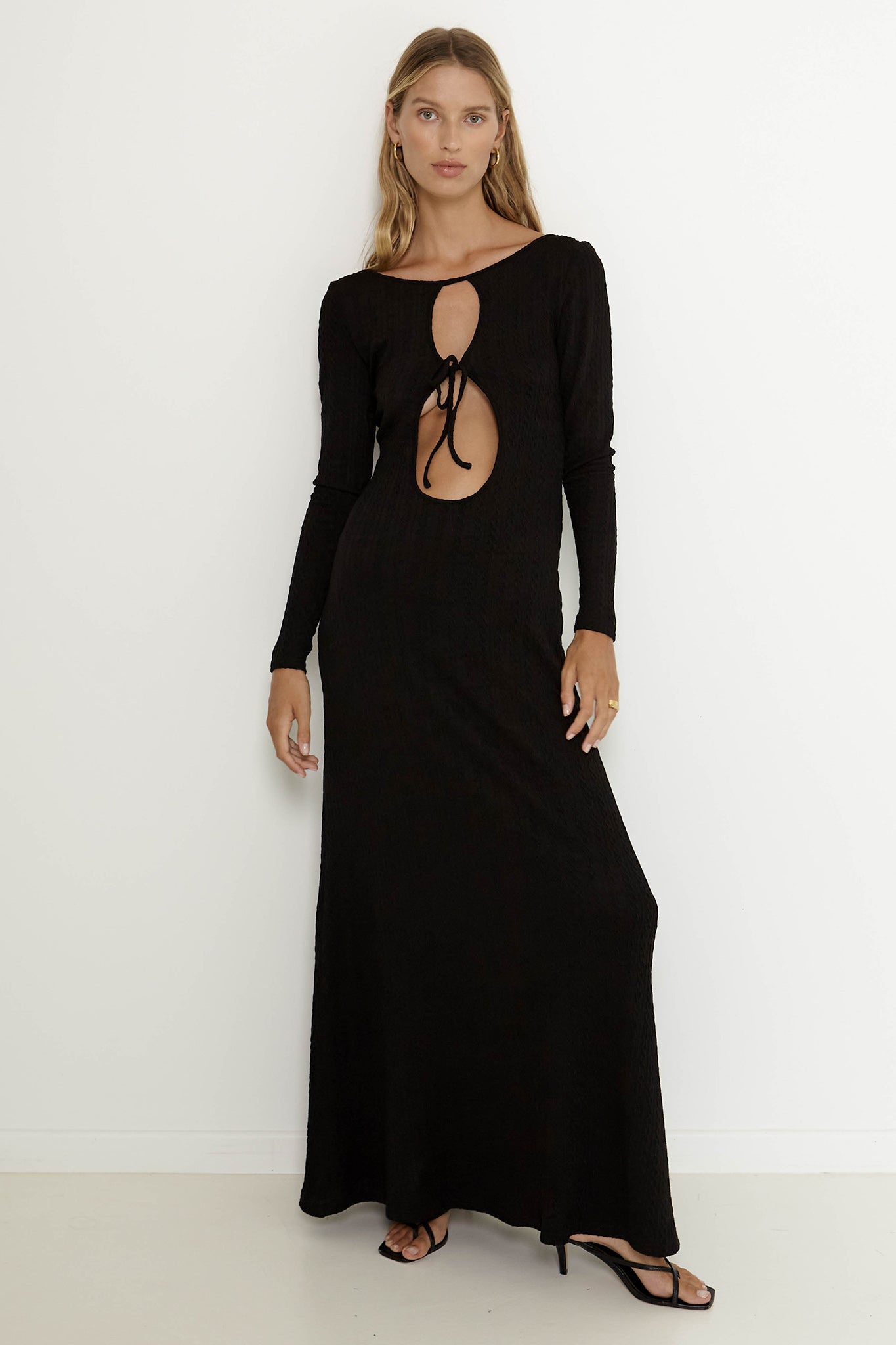 Long Sleeve Cut Out Maxi Dress Black