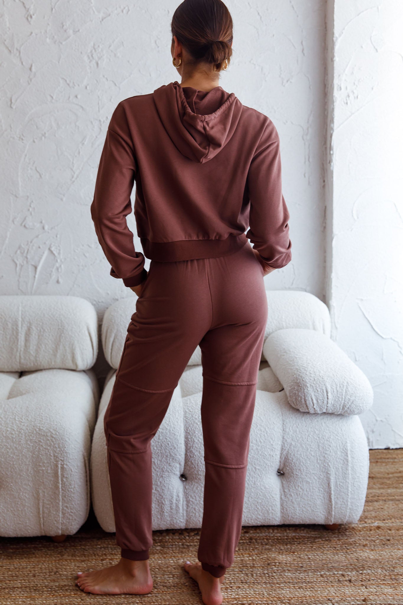 Glow Getter Elasticated Waist Embroidery Logo Jogger Pants Chocolate by Selfie Leslie