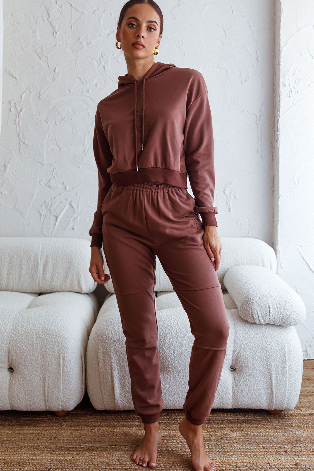 Glow Getter Drawstring Hood Embroidery Logo Hoodie Chocolate by Selfie Leslie
