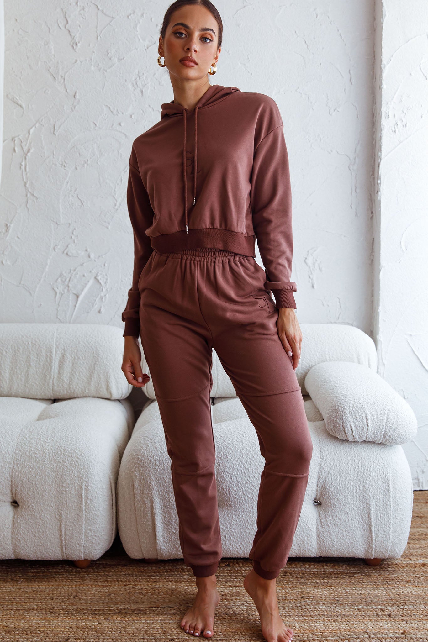 Glow Getter Drawstring Hood Embroidery Logo Hoodie Chocolate by Selfie Leslie