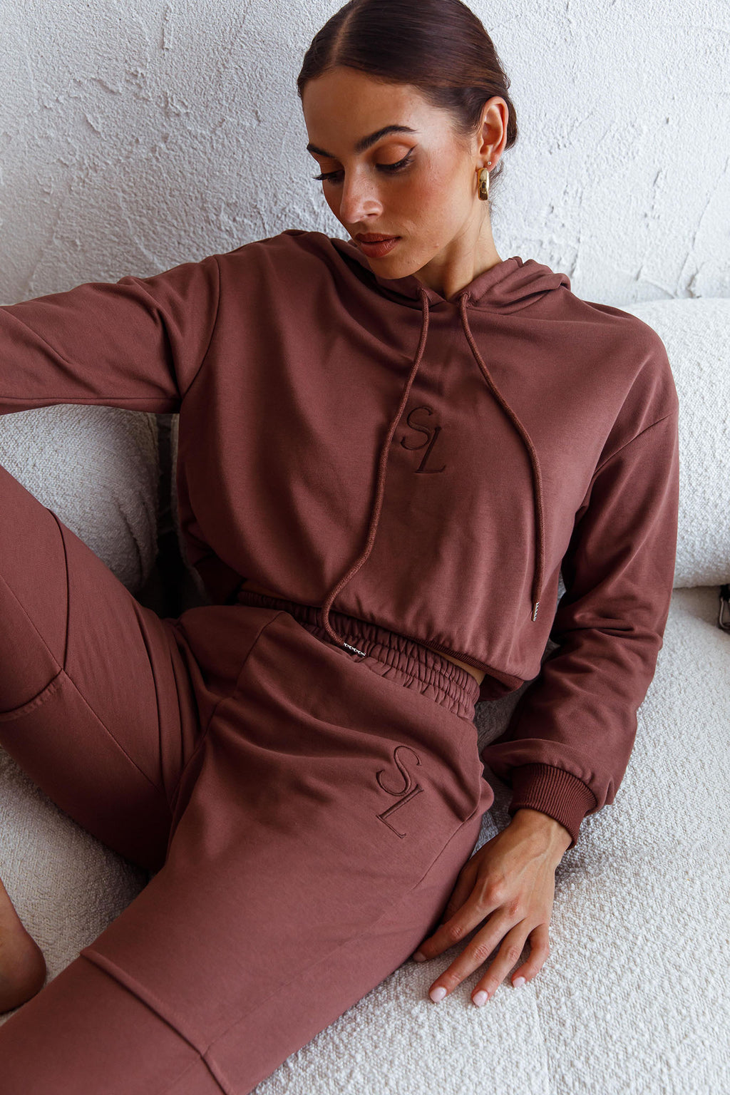 Glow Getter Drawstring Hood Embroidery Logo Hoodie Chocolate by Selfie Leslie