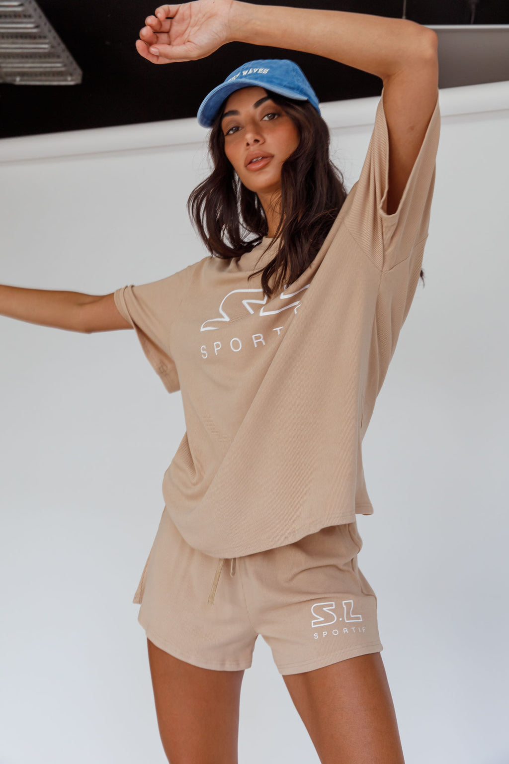 On Track SL Logo Shorts Camel by Selfie Leslie