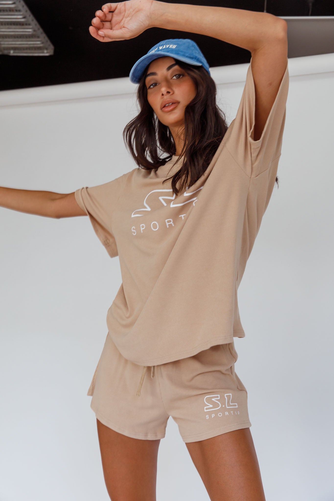 On Track SL Logo Shorts Camel by Selfie Leslie