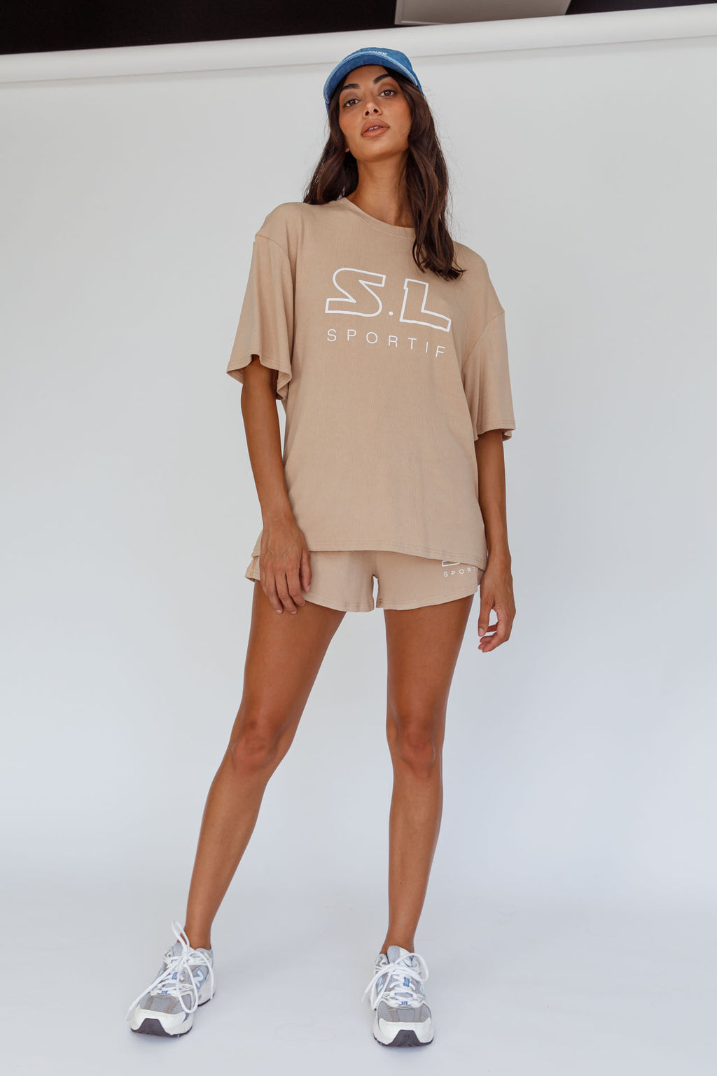 On Track SL Logo Shorts Camel by Selfie Leslie