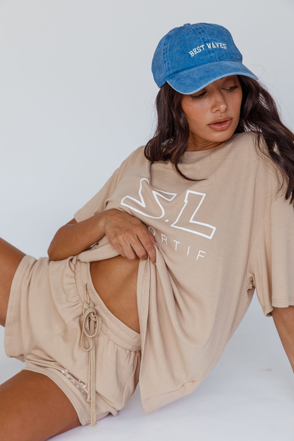 On Track SL Logo Shorts Camel by Selfie Leslie