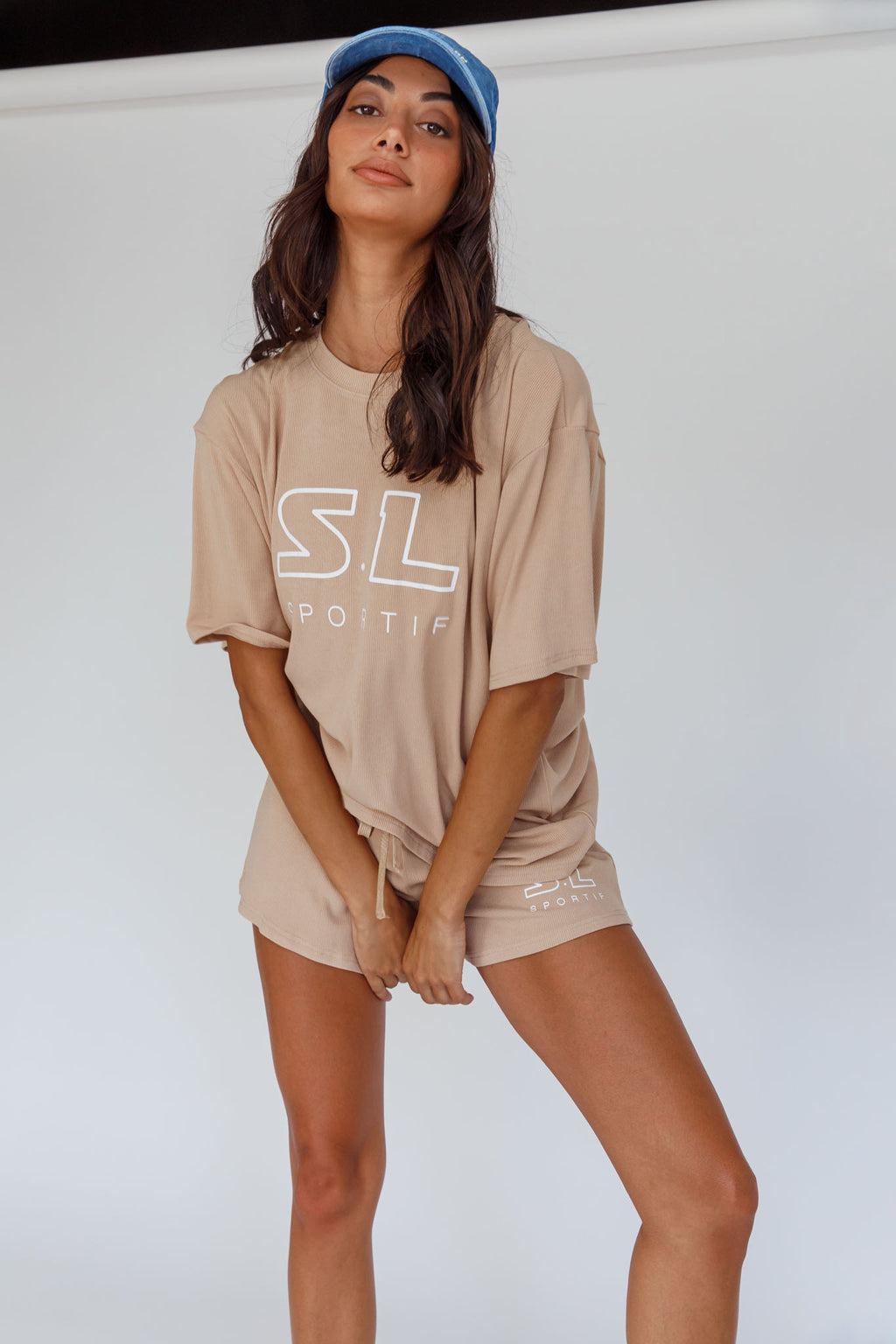 On Track SL Logo Shorts Camel by Selfie Leslie