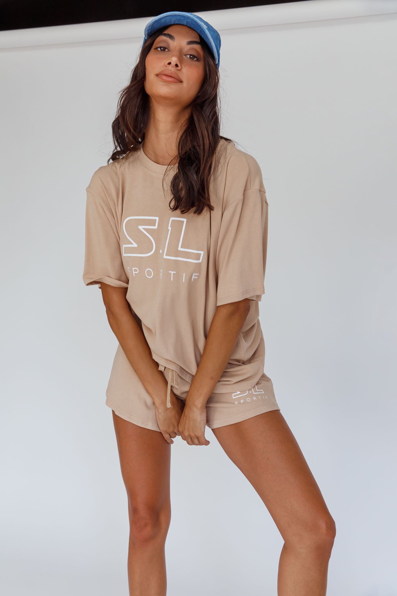 On Track SL Logo Shorts Camel by Selfie Leslie