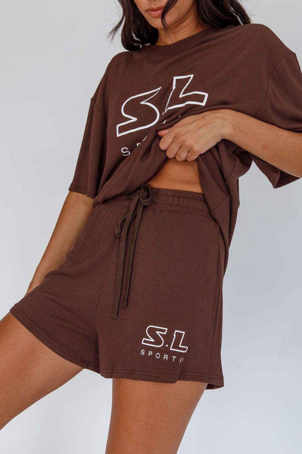 On Track SL Logo Shorts Chocolate by Selfie Leslie