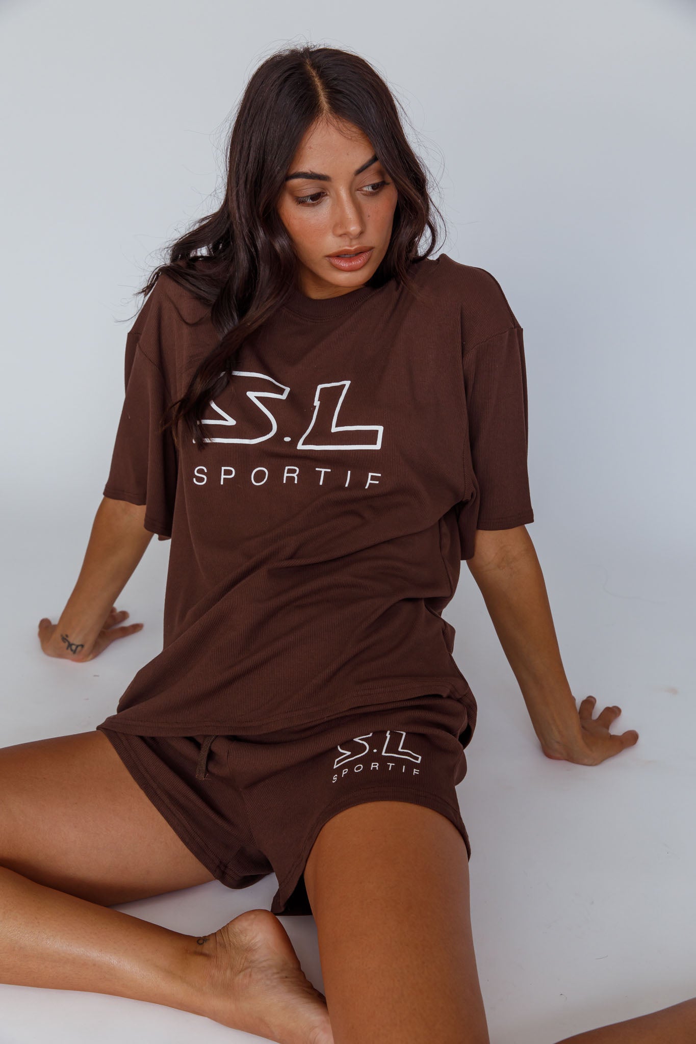 On Track SL Logo Shorts Chocolate by Selfie Leslie