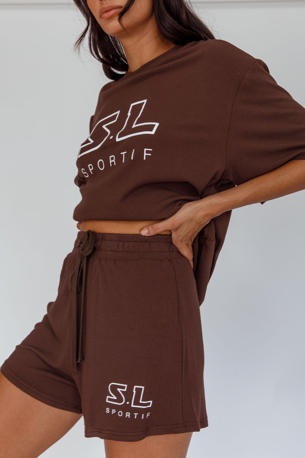 On Track SL Logo Shorts Chocolate by Selfie Leslie