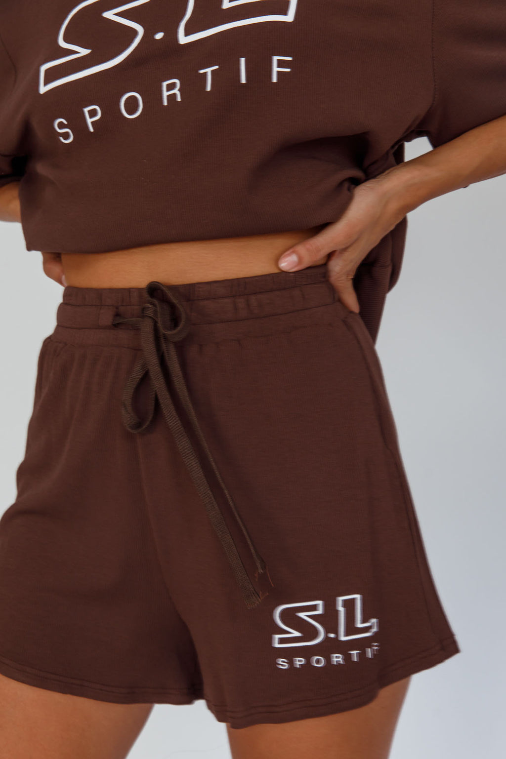 On Track SL Logo Shorts Chocolate by Selfie Leslie