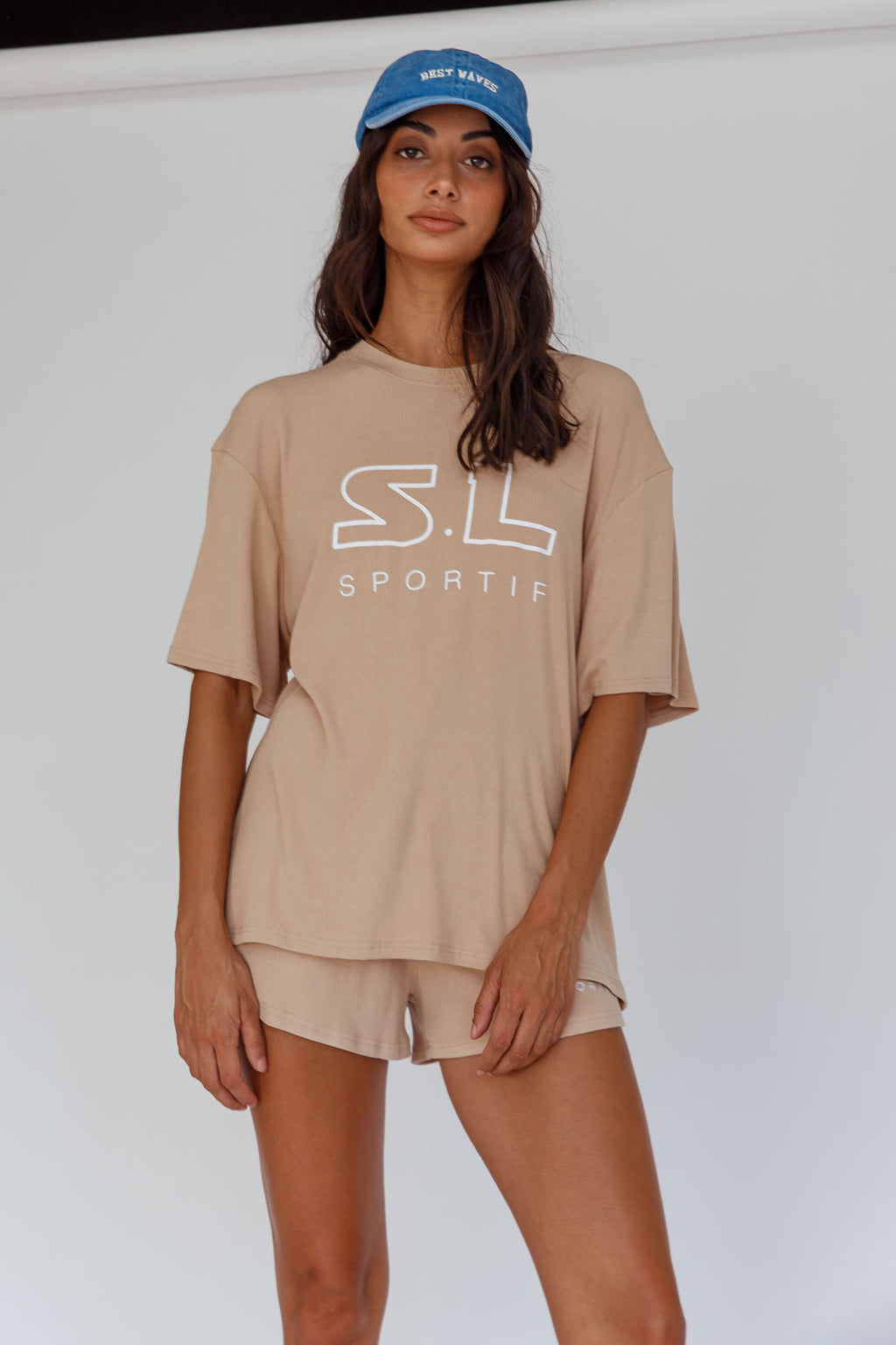 On Track SL Logo T-Shirt Camel by Selfie Leslie