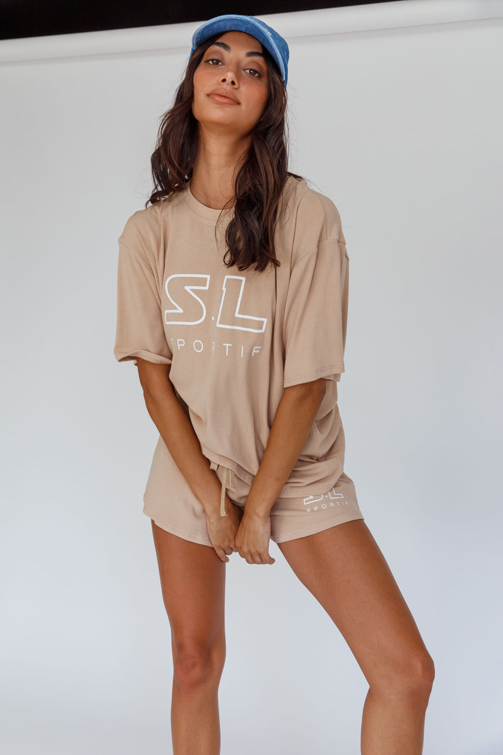 On Track SL Logo T-Shirt Camel by Selfie Leslie