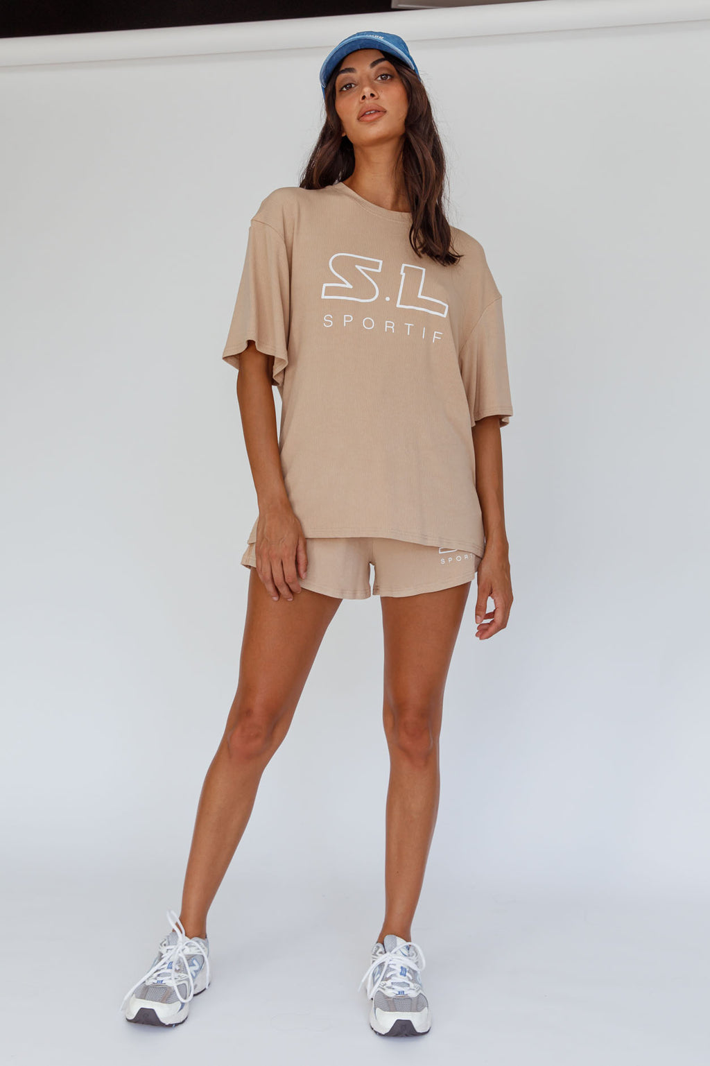 On Track SL Logo T-Shirt Camel by Selfie Leslie