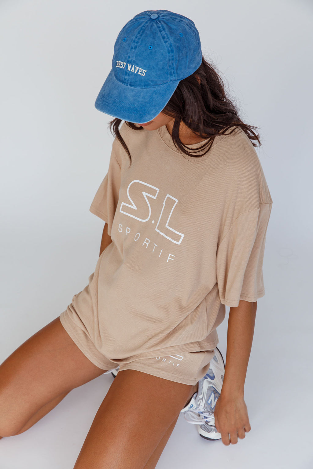 On Track SL Logo T-Shirt Camel by Selfie Leslie