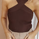 Kansas Crossover Neck Knit Top Brown