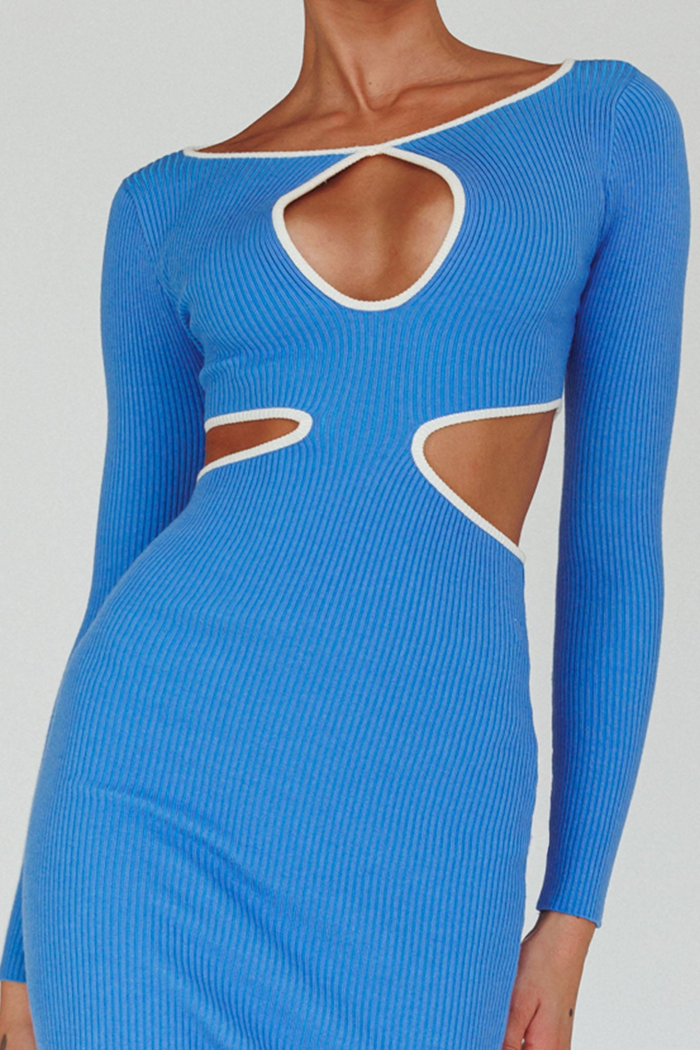 Jovie Keyhole Knit Midi Dress Blue by Selfie Leslie