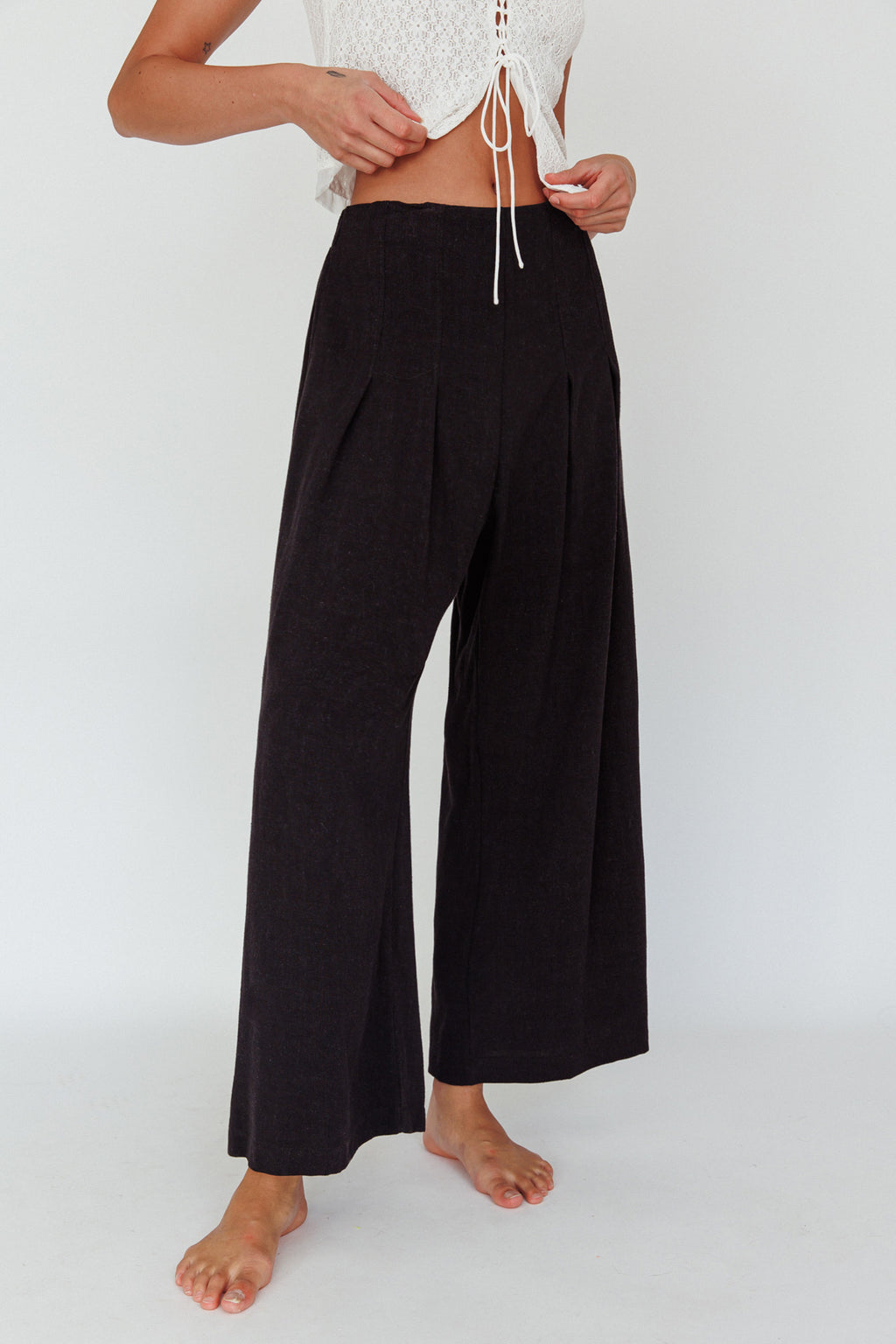 Backstage Pleated Wide Leg Pants Black by Selfie Leslie