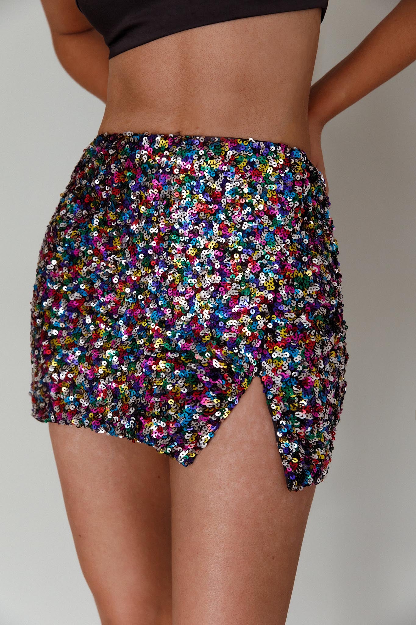 La Nuit Sequin Mini Skirt Multi by Selfie Leslie