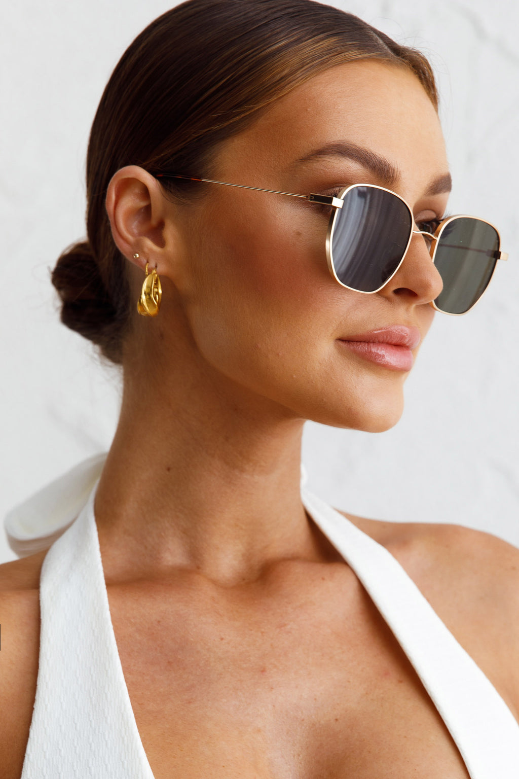 Farrah Gold Aviator Sunglasses Moss by Selfie Leslie