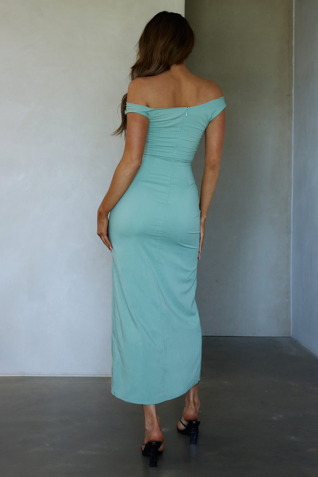 Miriam On-Off Shoulder Midi Dress Pistachio by Selfie Leslie