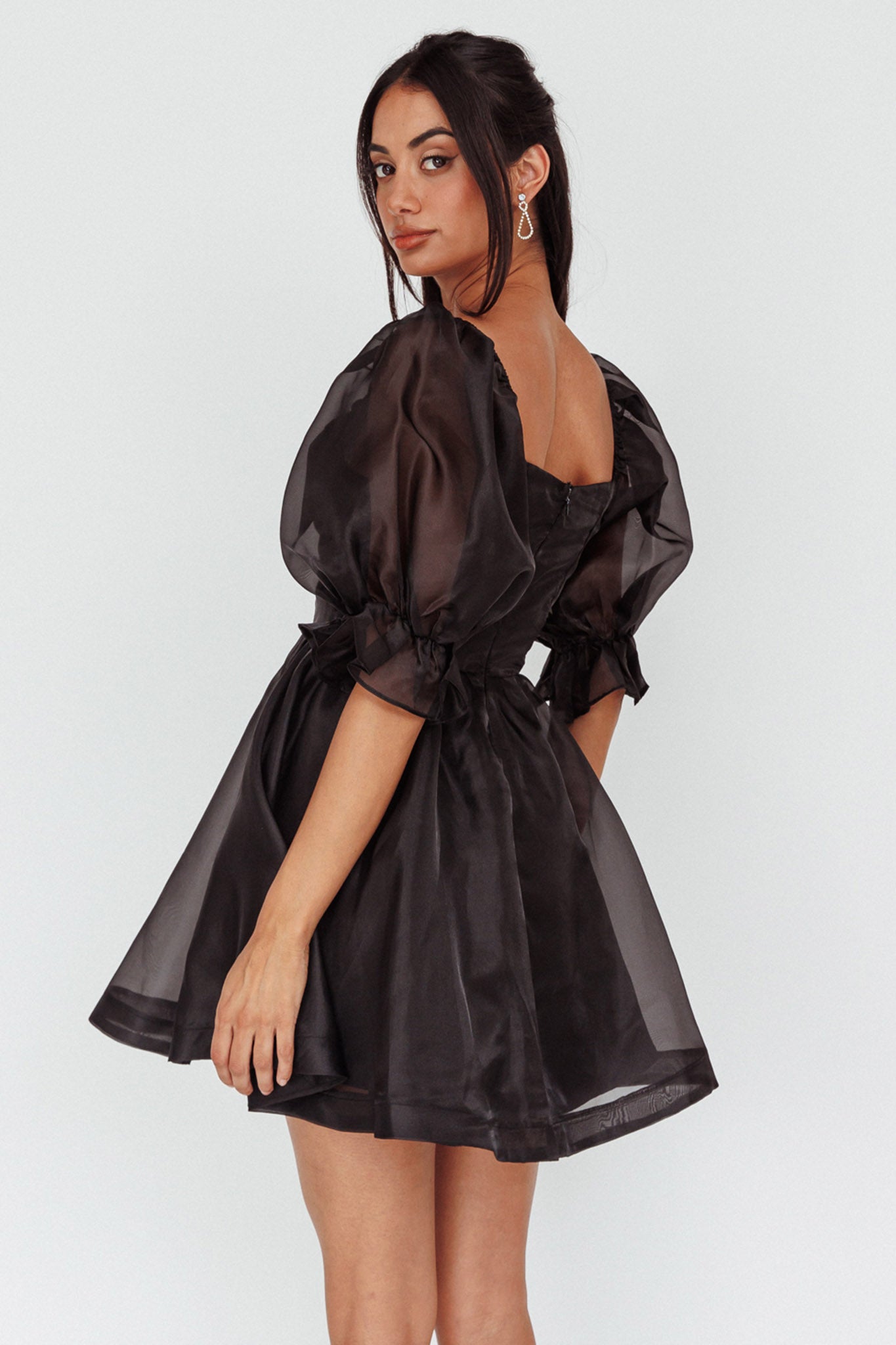 I've Got Sunshine Puff Sleeve Mini Dress Black by Selfie Leslie